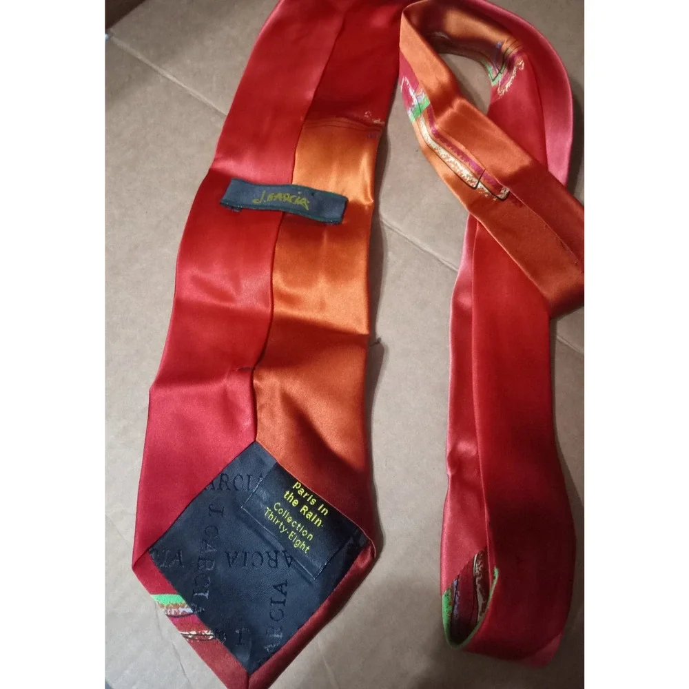 Jerry Garcia 100% red silk neck tie